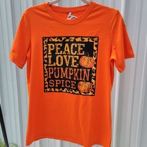 Peace, Love, Pumpkin Spice with leopard border tee